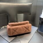 Chanel Clutch With Strap Velvet Effect Nylon Glossy Wrinkled And Gold Metallic Brown 20Cm - Image 9