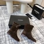 Chanel Suede Ankle Boots Brown - Image 5