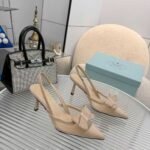 Prada Mesh Fabric Slingback Pumps In Beige - Image 2