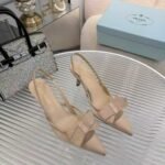Prada Mesh Fabric Slingback Pumps In Beige - Image 3