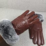 Chanel Leather Gloves With Camellia Flower Brown - Image 4
