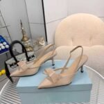 Prada Mesh Fabric Slingback Pumps In Beige - Image 4