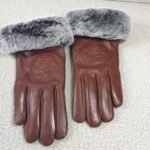 Chanel Leather Gloves With Camellia Flower Brown - Image 2