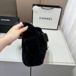 Chanel Large Bowling Bag Velvet Effect Nylon Gold Tone Metal In Black 27Cm AS5054 B21379 94305 - Image 4