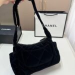 Chanel Large Bowling Bag Velvet Effect Nylon Gold Tone Metal In Black 27Cm AS5054 B21379 94305 - Image 6
