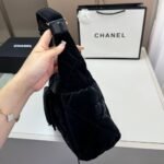 Chanel Large Bowling Bag Velvet Effect Nylon Gold Tone Metal In Black 27Cm AS5054 B21379 94305 - Image 8