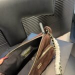 Chanel Clutch With Strap Velvet Effect Nylon Glossy Wrinkled And Gold Metallic Brown 20Cm - Image 10