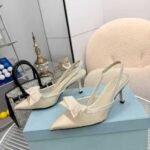 Prada Mesh Fabric Slingback Pumps In White - Image 6