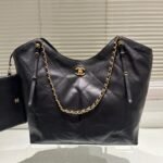 Chanel Medium Shopping Bag And Gold Tone Metal Black 35Cm As5463 B20565 94305 - Image 2