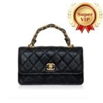 [Super Vip 1:1] Chanel Wallet On Chain Black Leather With Gold Tone Metal 18cm