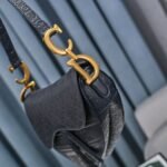 Dior Saddle Bag Oblique Embossed Black 25cm - Image 6