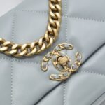 Chanel 19 Flap Bag Shiny Gold And Silver Tone Light Blue 26Cm - Image 5