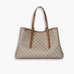 Gucci GG Emblem Large Tote Bag Beige And Dark Brown 38Cm  ‎815213 FAD6L 9758