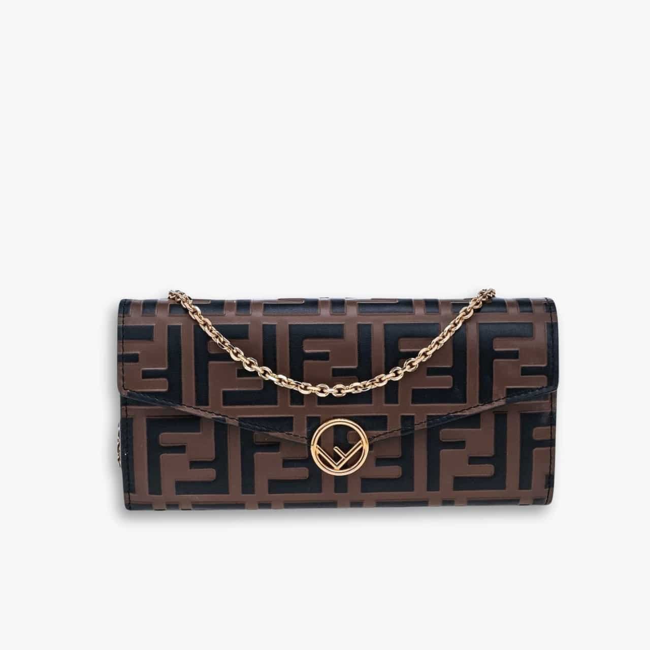 ELEGOUS-Product-Image-21.jpg Fendi Tobacco Zucca FF Embossed Continental Envelope Wallet On Chain Brown 19Cm - Image 1