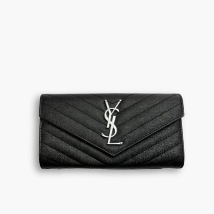 Saint Laurent Cassandra Large Flap Wallet Black 19 cm