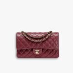 Chanel Classic 11.12 Handbag Gold Tone Metal Burgundy 25Cm A01112 Y04059 NZV44