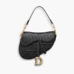 Dior Saddle Bag Oblique Embossed Black 25cm