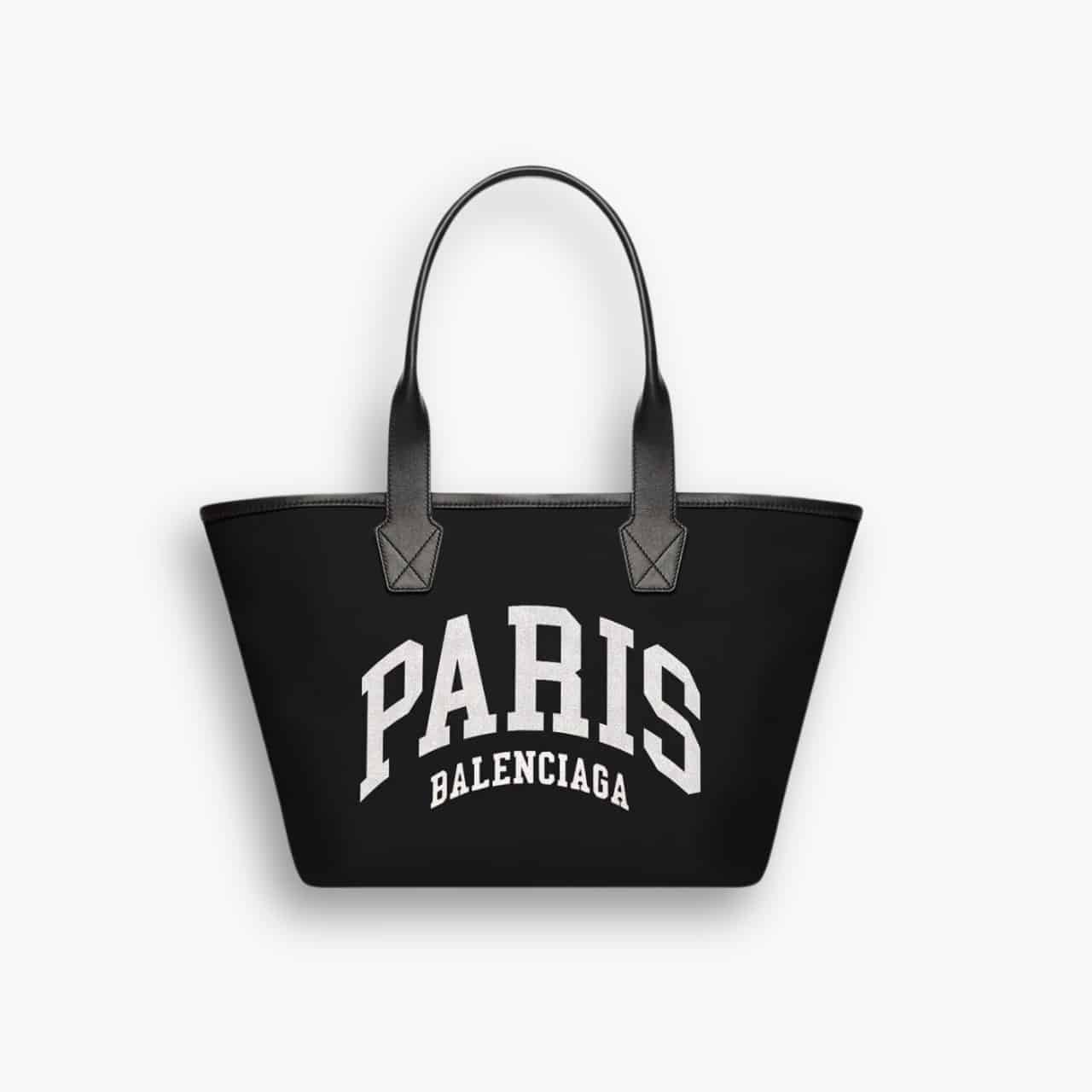 ELG_BL1010.jpg Balenciaga Canvas Cities Paris Tote Bag Black 30cm - Image 1