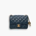 Chanel Mini Square Classic Handbag Dark Blue 17cm
