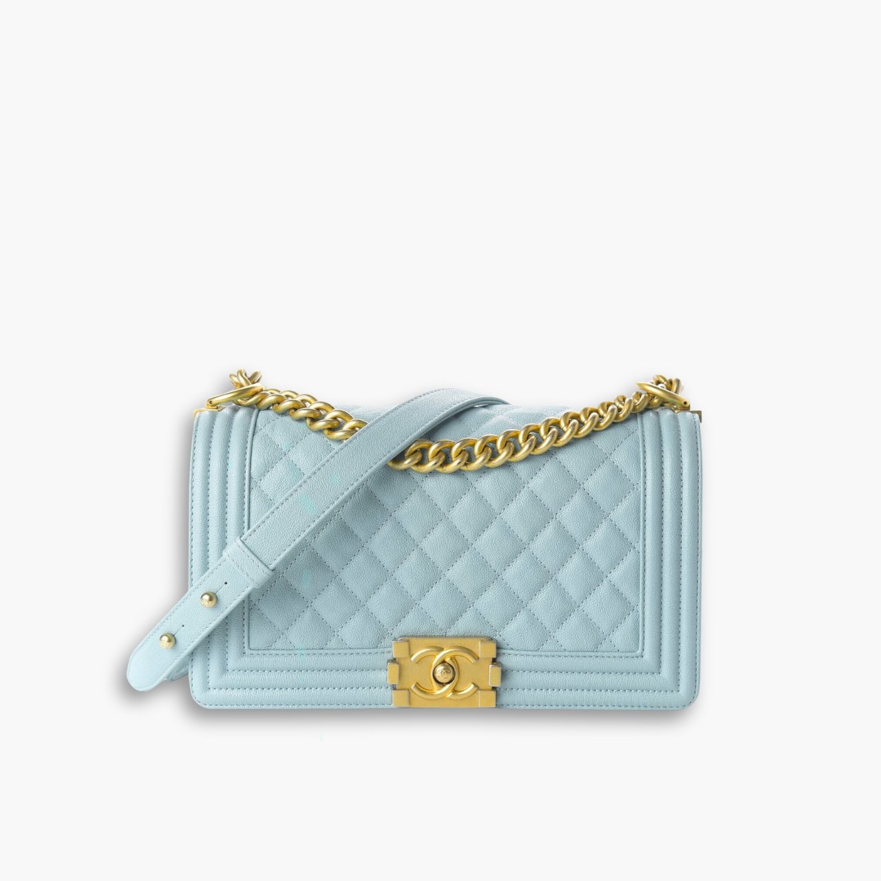 ELG_CNB1019.jpg Chanel Medium Boy Bag Light Blue 25cm - Image 1