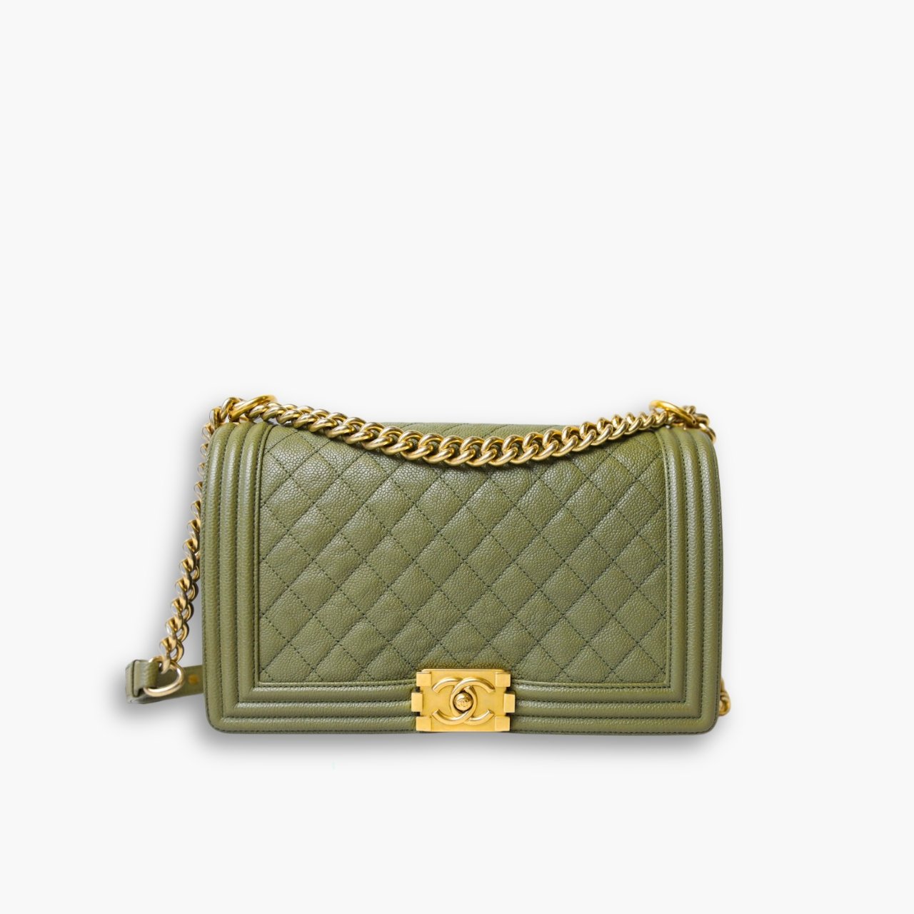 ELG_CNB1021.jpg Chanel Medium Boy Bag Olive 25cm - Image 1