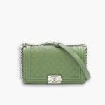 Chanel Boy Medium Handbag Metal Olive 25cm