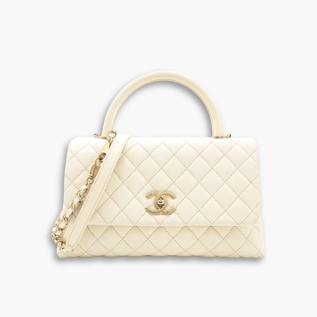 ELG_CNB1047-1.jpg Chanel Coco Top Handle Flap Bag White 26cm - Image 1