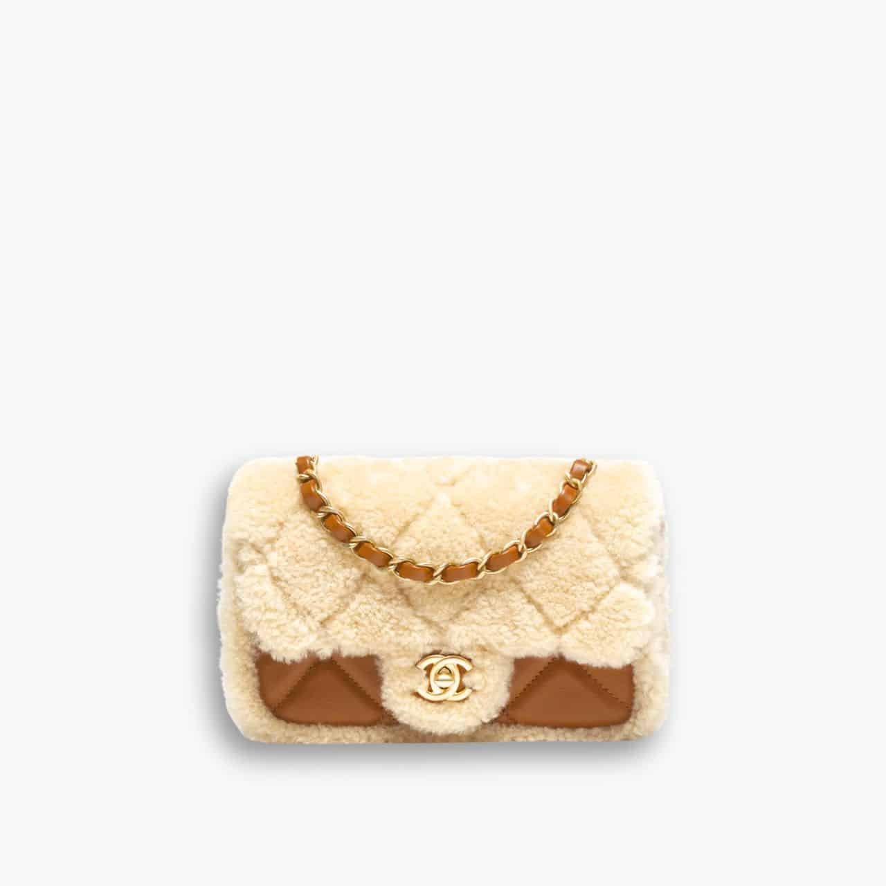 ELG_CNB1075.jpg Chanel Flap Bag Shearling Lambskin Brown 18cm AS5149 B18194 NZW48 - Image 1