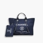 Chanel Deauville Shopping Tote Dark Blue 39cm
