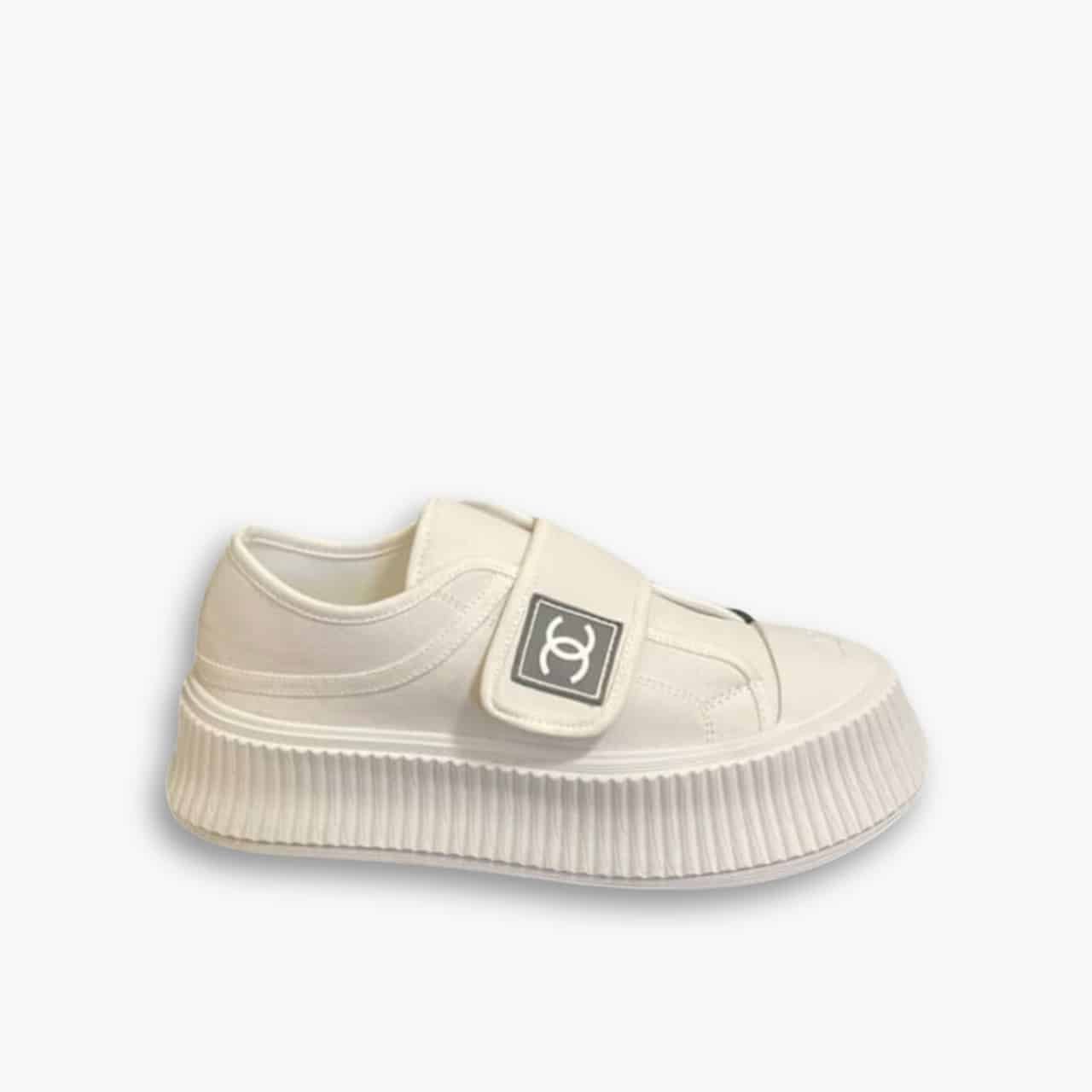 ELG_CNS1015-1-1.jpg Chanel CC Cap Toe Slipon Sneaker All White - Image 1