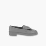 Chanel CC NIB Turnlock Moccasins Flat Loafers Grey