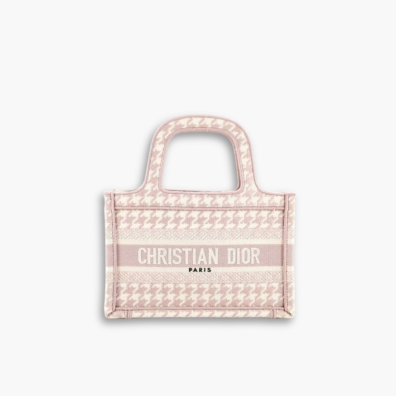 ELG_DRB1018-6.jpg Dior Mini Book Tote Houndstooth Pink 23cm - Image 1