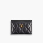 Chanel Quilted Black Card Holder 9cm