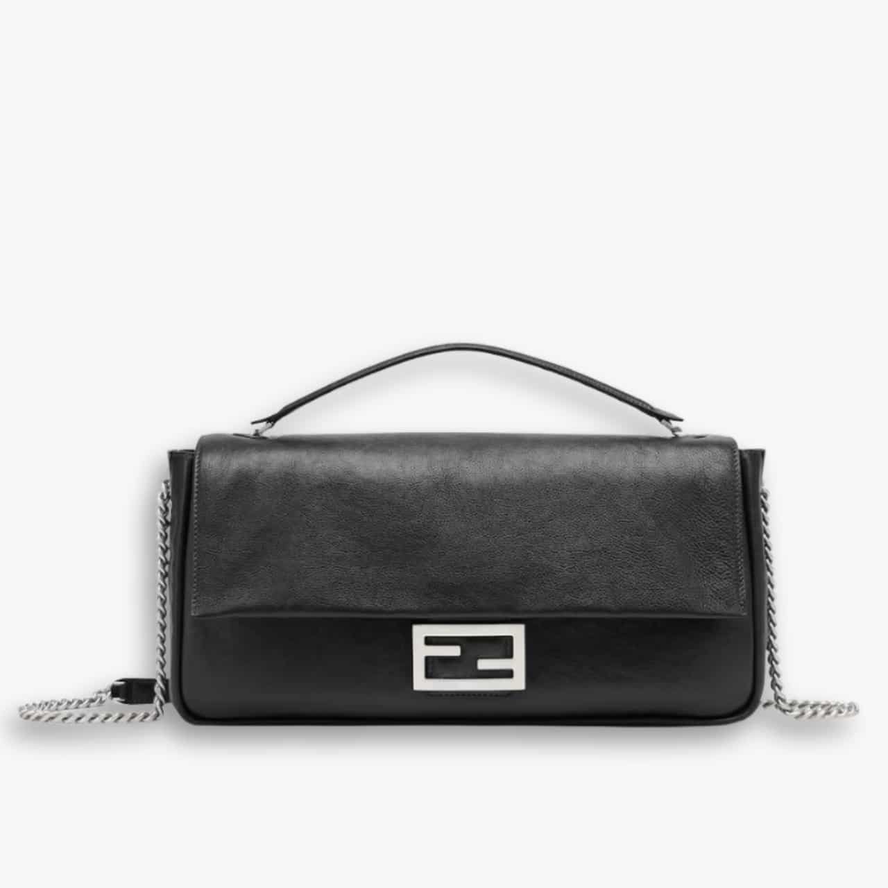 ELG_FDB1001.jpg Fendi Baguette Large Bag Black 38cm 8BR828AS7AF1QD0 - Image 1