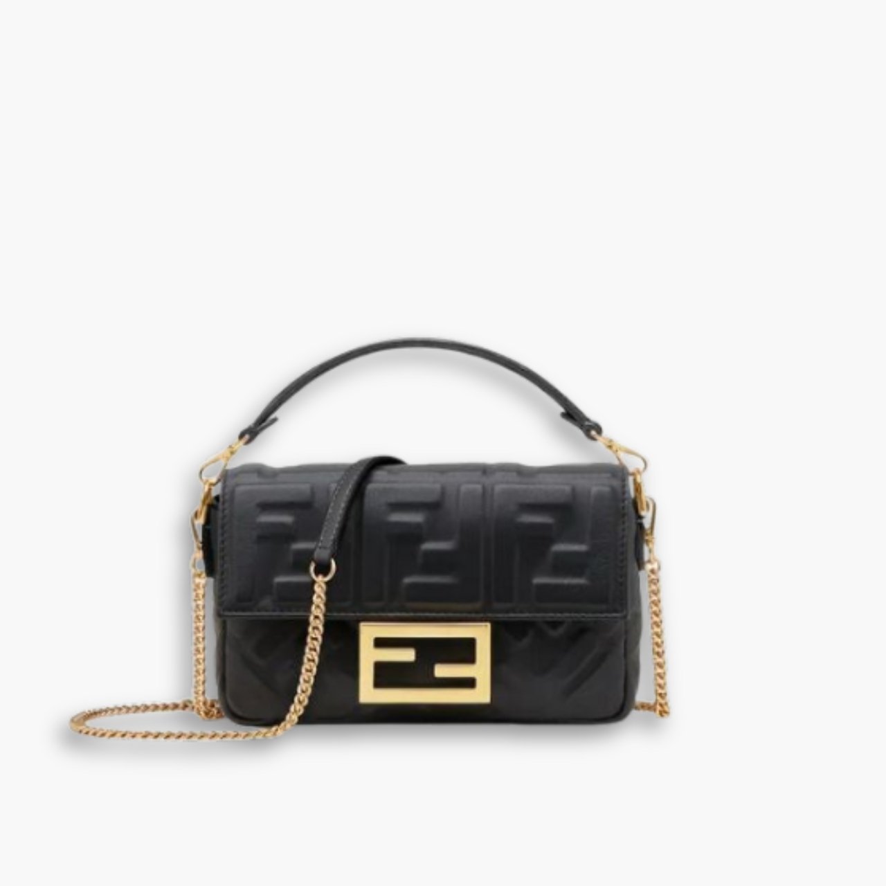 ELG_FDB1007.jpg Fendi Baguette Mini Bag Black 20cm 8BS017A72VF15ZW - Image 1