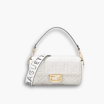 Fendi Baguette Canvas Bag White 28cm 8BR600AMCDF1CFK