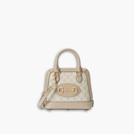 Gucci Horsebit 1955 Mini Bag Beige White 20cm 677212 UULAG 9682