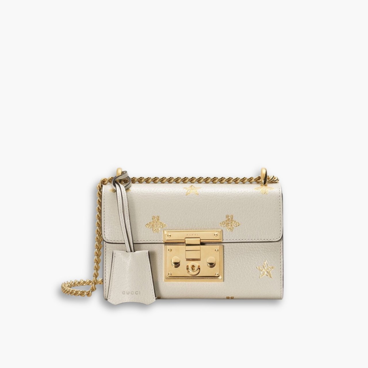 ELG_GCB1088.jpg Gucci Padlock Bee Star Bag 20cm White 432182 DJ2LG 8711 - Image 1
