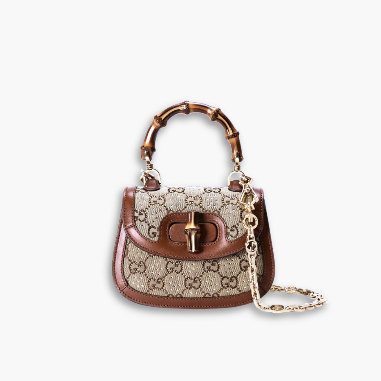 ELG_GCB1125-2.jpg Gucci Bamboo 1947 Mini Bag Brown 17cm 735116 FAA4Z 2554 - Image 1