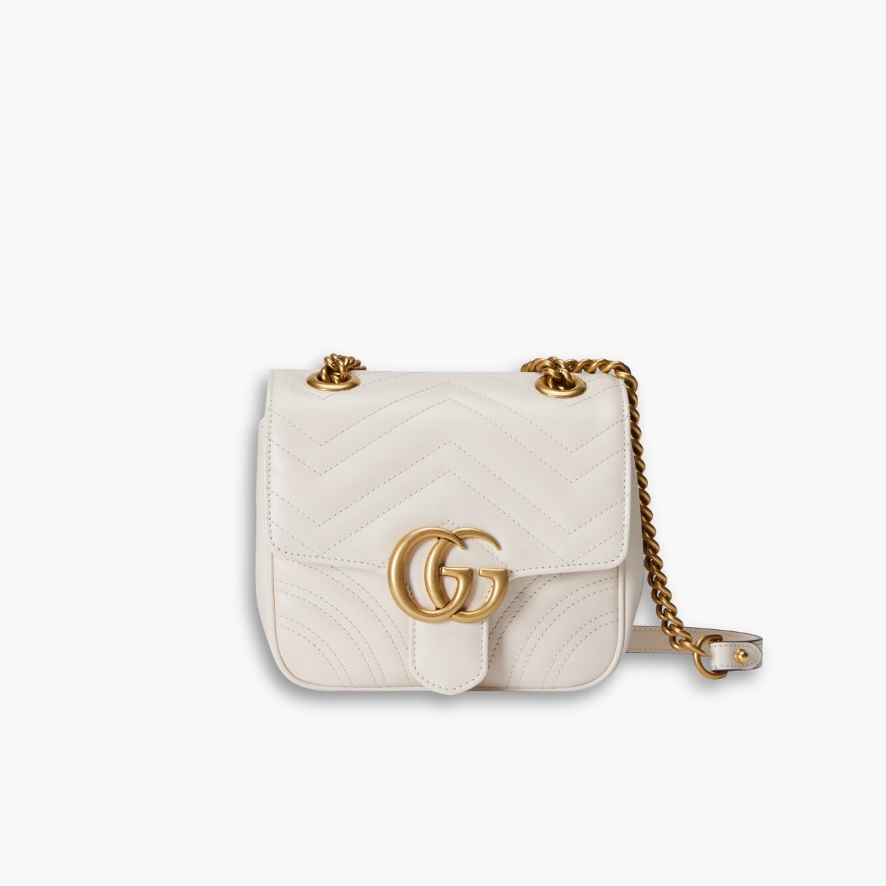 ELG_GCM1014.jpg Gucci Marmont Mini Bag White 18cm 739682 AABZC 9022 - Image 1