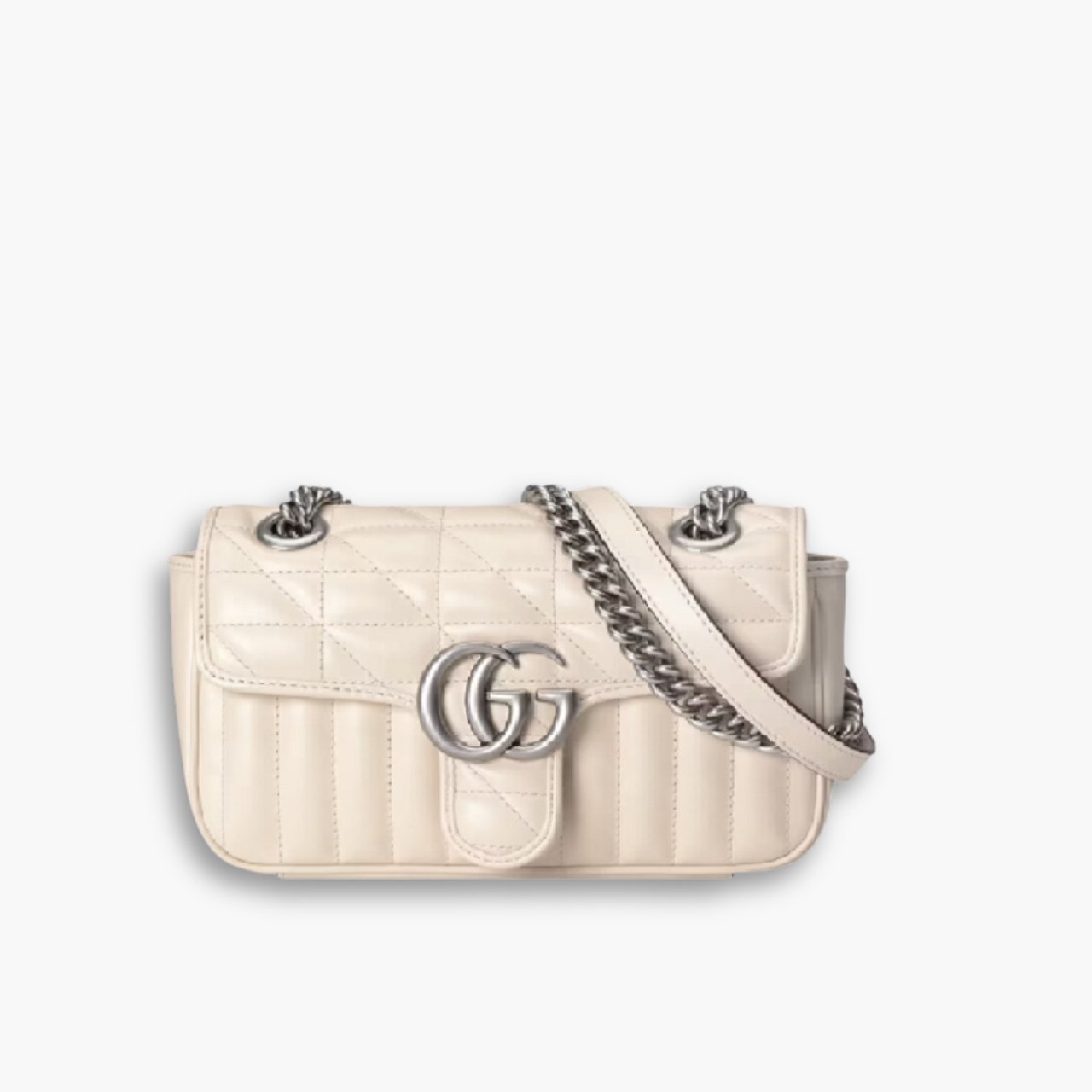 ELG_GCM1024.jpg Gucci Marmont Mini Bag White 23 cm 446744 UM8AN 9022 - Image 1