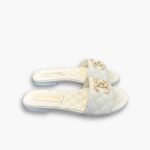 Chanel 23P Quilted CC Chain Sandal White