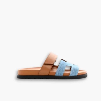 Hermes Chypre Sandals Denim And Brown H231125Z CB380