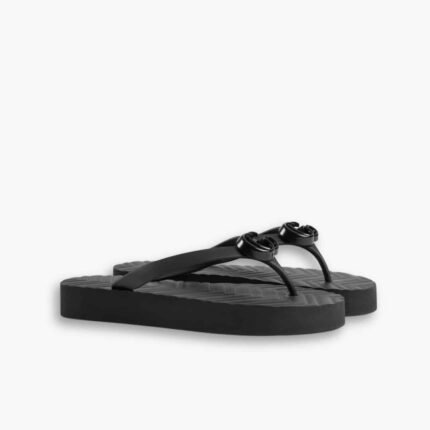 Gucci Women’s Chevron Thong Sandals Black ‎‎‎655463 J8710 1000