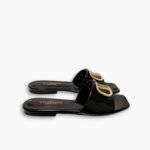 Valentino Vlogo Square Toe Slide Black