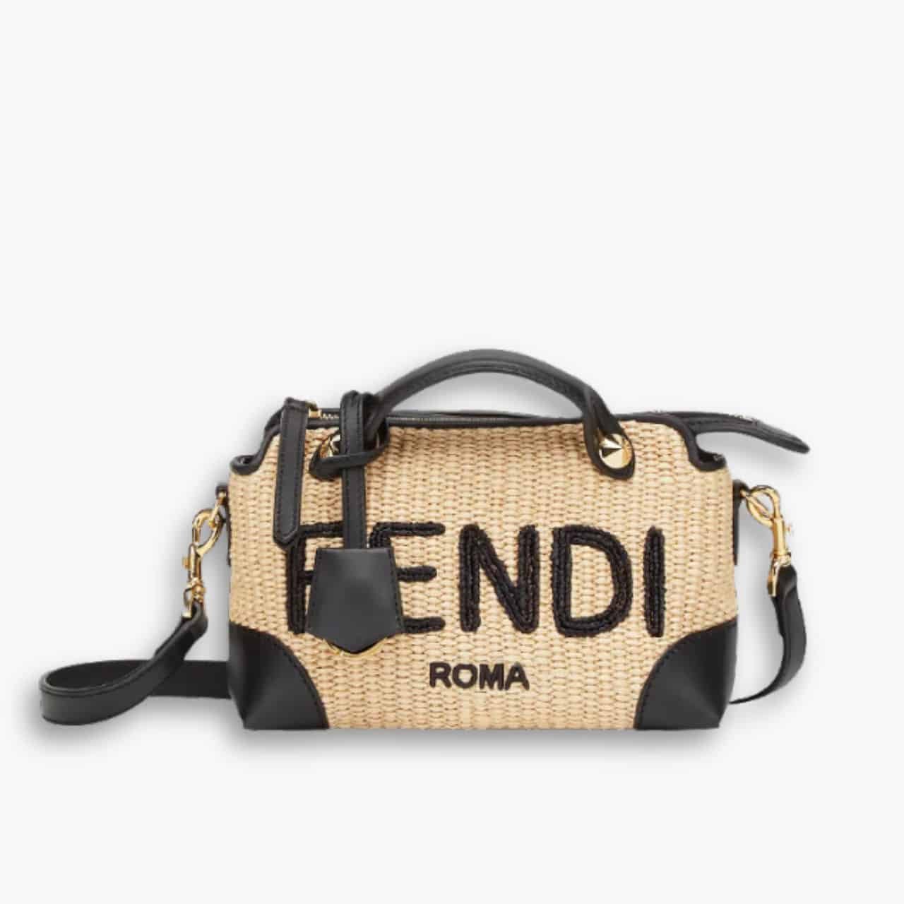ELG_GYB1007-3.jpg Fendi By The Way Straw Bag Beige And Black 25cm 8BL146AF2XF1E1I - Image 1