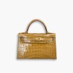 Hermes Mini Kelly Handbag Alligator Brown 22cm