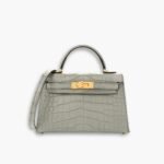 Hermes Mini Kelly Handbag Alligator Gris Mouette 22cm