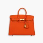 Hermes Birkin 25 Bag Togo Flame Orange 25cm