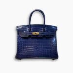 Hermes Birkin 30 Crocodile Gold-toned Hardware Dark Blue